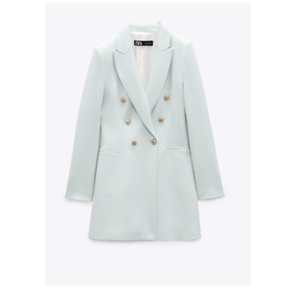 Mint Green Zara Double Breasted Blazer - Picture 3 of 7